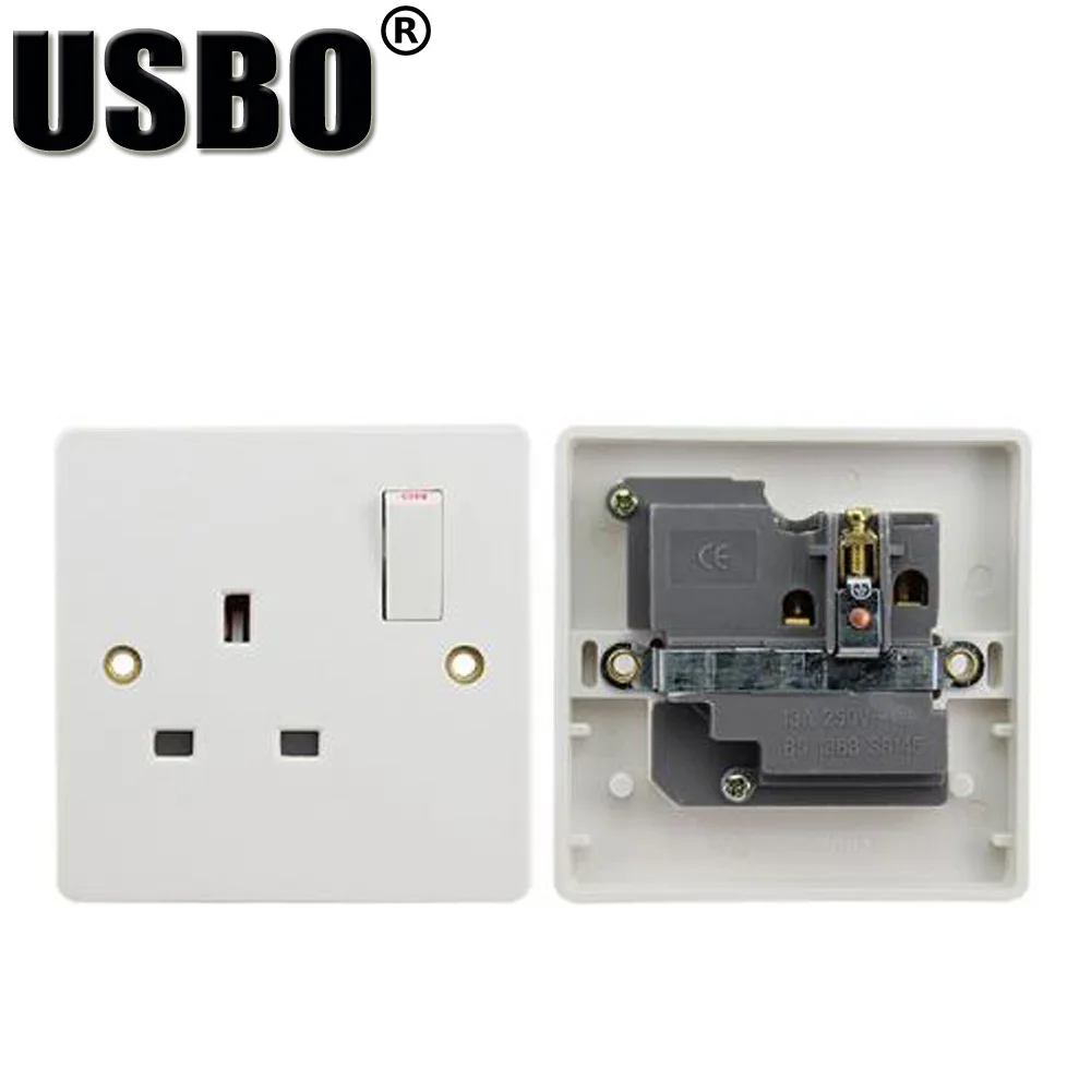 White 250V 13A CE Certification British standard panel outlet UK 13A