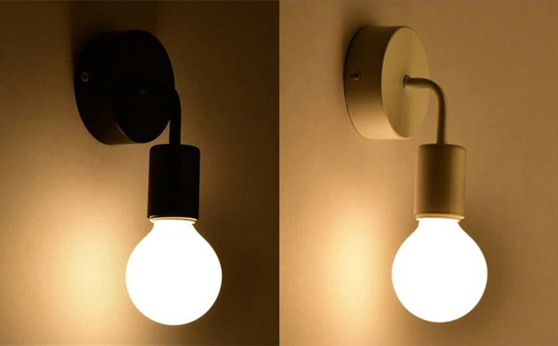 Современные железные настенные лампы E27 скандинавские простые Стильные домашние прикроватные лампы Настенные светильники Освещение для лестницы спальни кухни дома