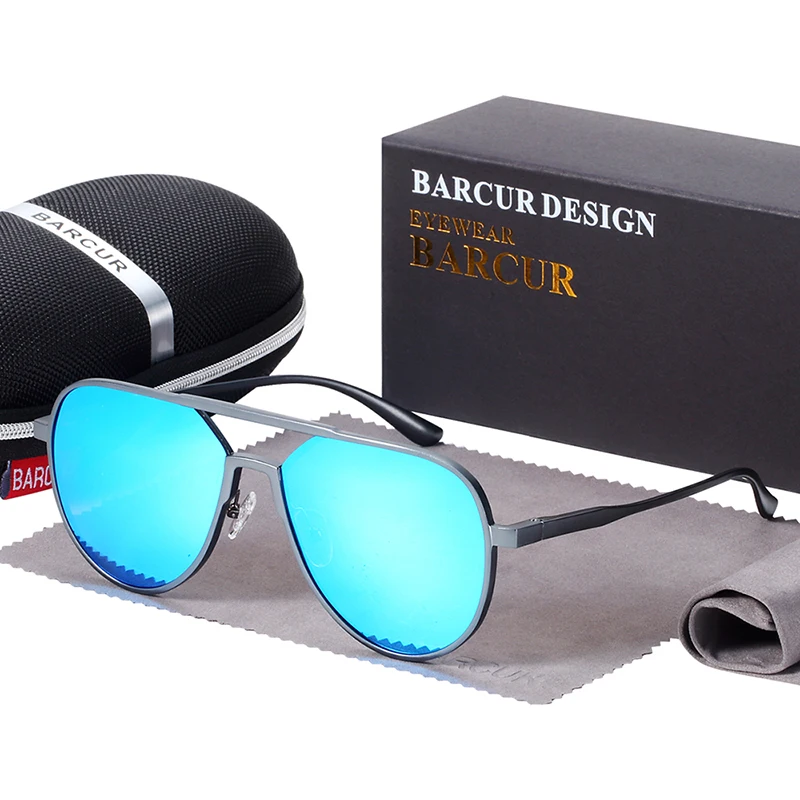 BARCUR Oversize Aluminium Sunglasses Men Polarized