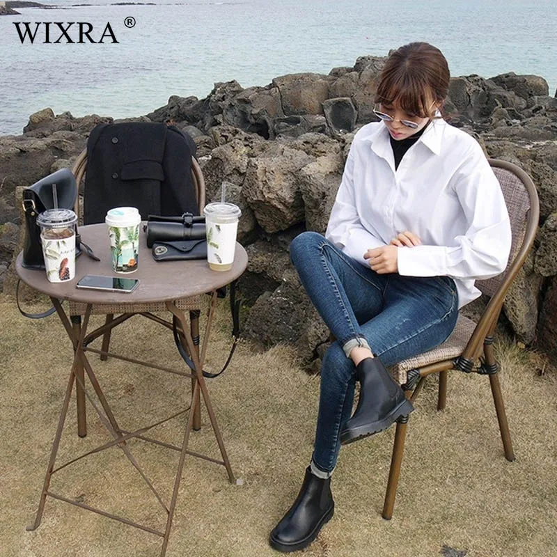 

Wixra Women Classic White Blouse Solid Blouses Long Sleeve Shirts Women Tops Basic Blouse Female Office Women Clothing