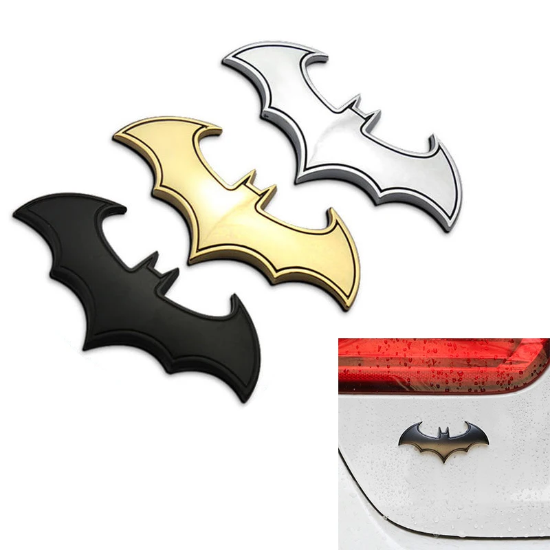 1Pc x Cool 3D Metal Bat Logo Car Sticker Metal Batman Badge Emblem Tail Decal