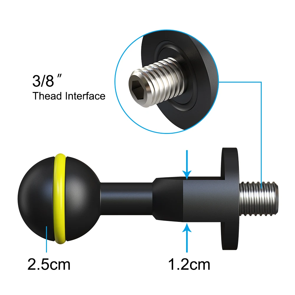 Scuba Diving Stabilizer Adapter for Clamp Lighting System CNC Aluminum Alloy Photography Camera Accessories 3/8 Inch Thread
