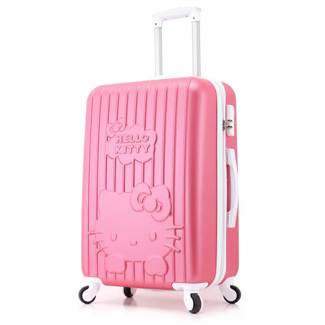 Maleta de viaje Hello Kitty de 20 pulgadas para mujer, bolsa giratoria Hello Kitty, de equipaje ABS, bolso de viaje para equipaje ruedas HelloKitty|spinner bags|abs luggage bagtrolley luggage - AliExpress