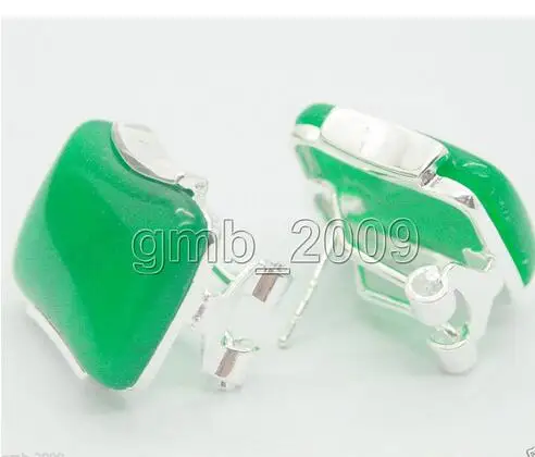 

ELEGANT NEW LADY'S NATURAL GREEN stone GEMS 925 STERLING SILER EARRINGS gem/stone/coral/opal Marcasite