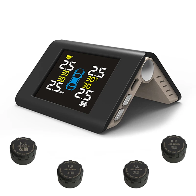 

Car security Tire Pressure Monitoring System Solar TPMS Power USB Wireless Charging TFT Display Tire Pressure Sensores