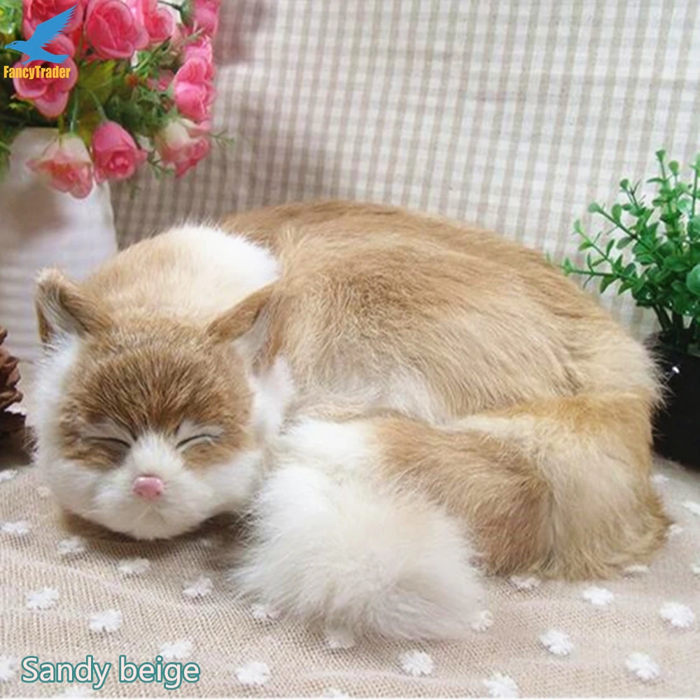 Top Quality Lifelike Emulational Cat Plush Toy Gift for Decoration 3 Colors (13)