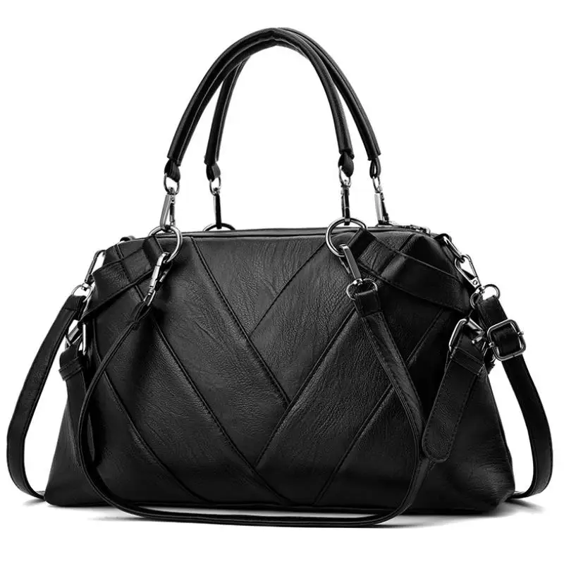 LUXY MOON женская сумка, модные женские сумки с верхней ручкой, лоскутные сумки, Большая вместительная посылка, женская сумка, Женская Повседневная сумка - Цвет: black
