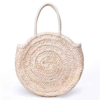 

2019 new Simple And Generous No Decorative Plain Color Round Woven Bag Popular Straw Bag Handbags