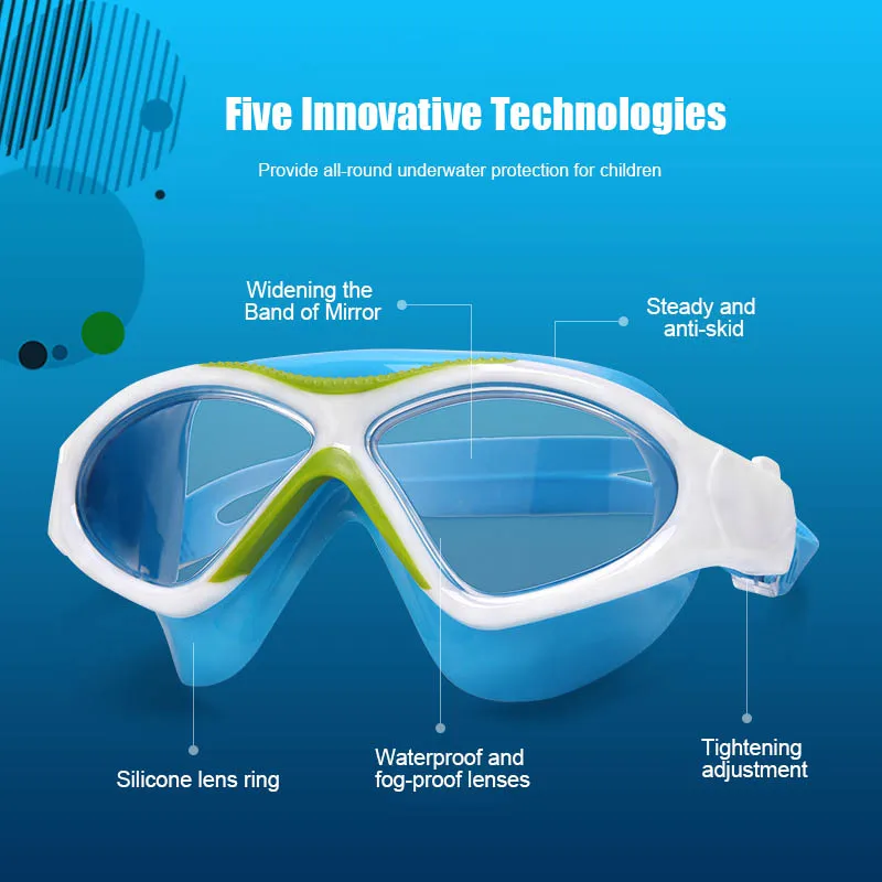 Детские очки для плавания HD анти-туман большая оправа плавать ming очки для детей мальчиков девочек DX88