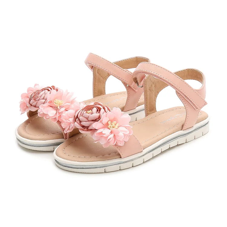 

Girls Sandals Summer 2018 New Flowers Comfortable Shoes Girls PU Children's Sandals
