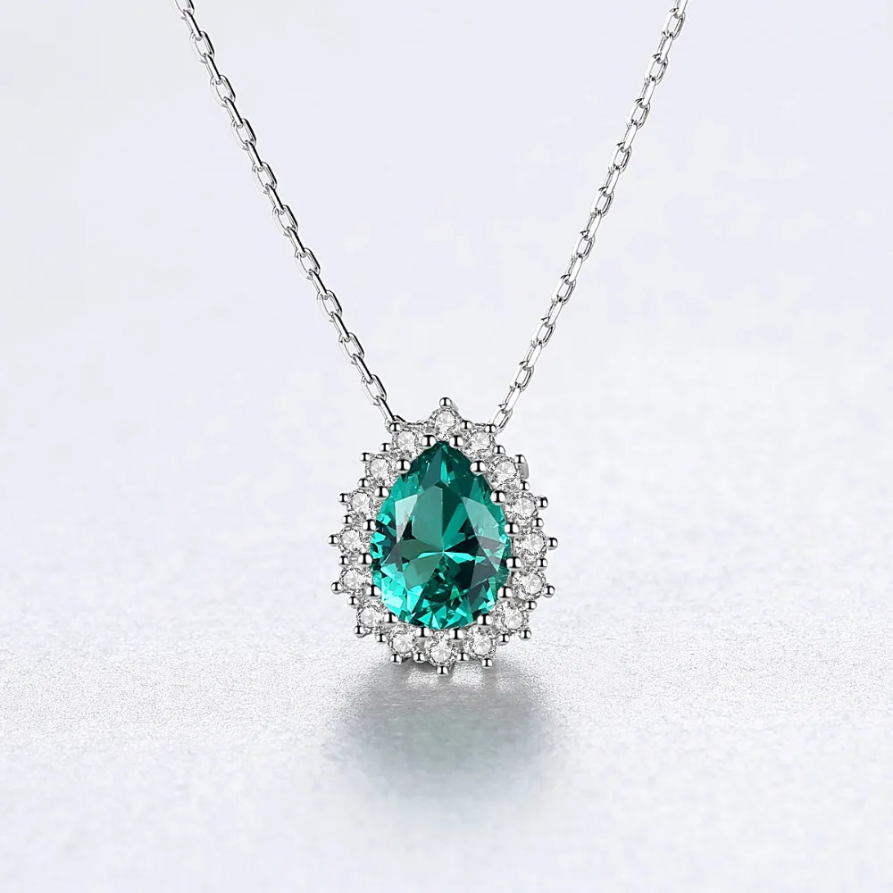 Collane con pendente a goccia d'acqua con pietra preziosa topazio in argento sterling con catena a maglie per donne Fine Wedding Bridal s_voghion.com