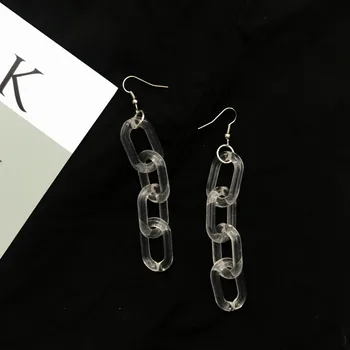 

Premium Ins Transparent Retro Buckle Acrylic Long chain Judi Fun Cool Dangle Earrings for Girls Women Qualitied Party Jewelry
