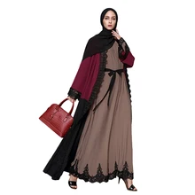 Мусульмане арабы Платье женское макси длинные платья Кафтан Мода длинный рукав vestidos Осень Зима Плюс Размер Рамадан абайя