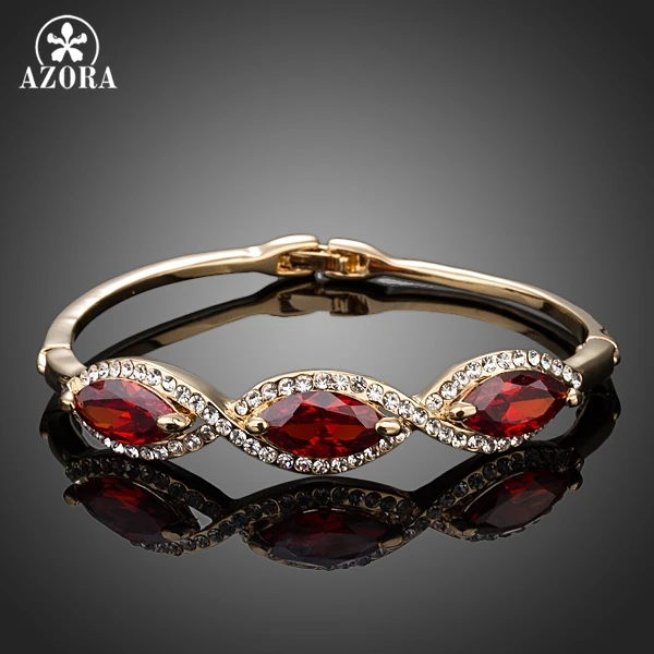 

AZORA 3pcs Blood Red Cubic Zirconia Water Drop Bangle Bracelet TB0052