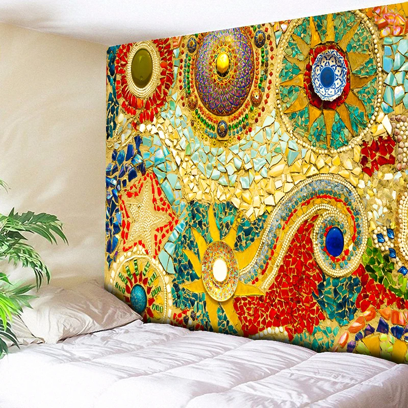 Colgante Hippie Algodón Tapiz De Algodón Indio Blanco Y Negro - Diseño Mandala Con Elefantes, Estilo Boho Hippie Para Pared O Cama Cama Elastica