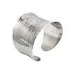 Engraving Wave Pattern Silver Color Wide Bracelet Cuff Bangle Stainless Steel Women Grils Fashion Jewelry 1PCS 5