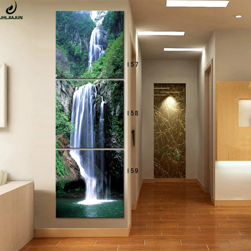 

Triptych Vertical Waterfall Plants Poster Flowers Paintings For The Kitchen Picture Modular Picture Of The Room Home Decor