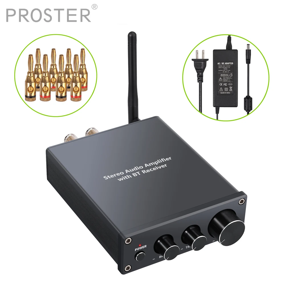 

Proster for 50W 2 Channel Mini Hi-Fi Class D Integrated Bluetooth 4.2 Receiver Stereo Audio Amplifier Control Power Amplifier