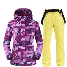 Лыжный костюм для женщин Сноубординг наборы лыжные куртки и брюки очень теплый ветрозащитный водонепроницаемый для снега уличная зимняя одежда Pri