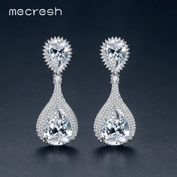 

Mecresh Luxury AAA+ Tear Drop CZ Women Earrings for Wedding Prom Party 2019 Cute Bride Hanging Earrings Fashion Jewelry EH1135