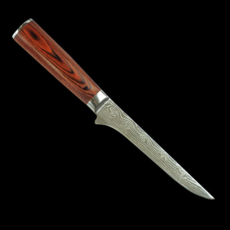 6 ''с деревянной ручкой лазерный дамасский нож шеф-повара с лазерным узором нож-топорик универсальные ножи для фруктов сашими
