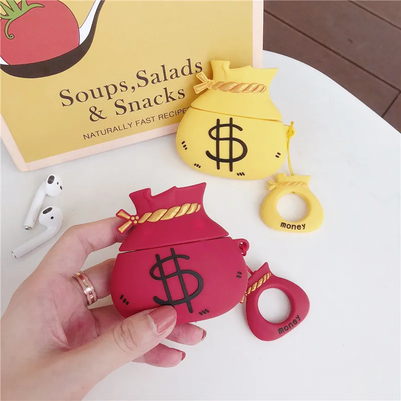 

Luxury Dollar Headphone Case For Apple Airpod 1 2 Case Cover Silicone Wireless Earphone Case with Key Ring For Airpod Accessoire