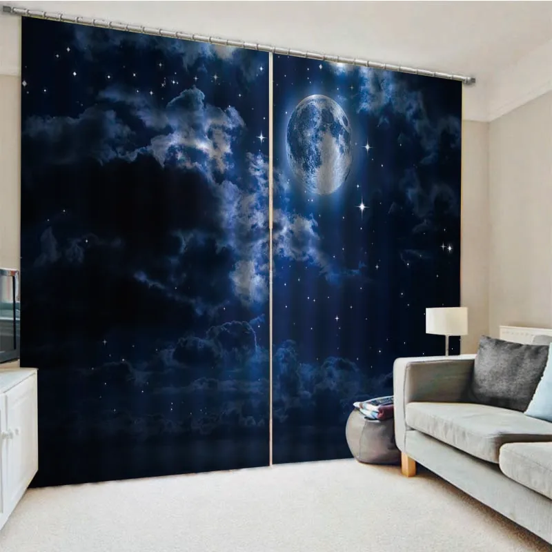 3D Печатные шторы для гостиной и спальни Cortinas Para Sala De Estar Rhapsody звезд и Луны изображения на заказ