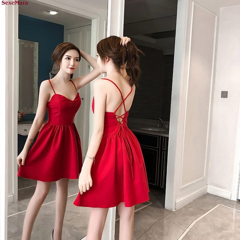 

MexeMara fashion The New Sling Backless Tie A word Holiday dress free Shipping