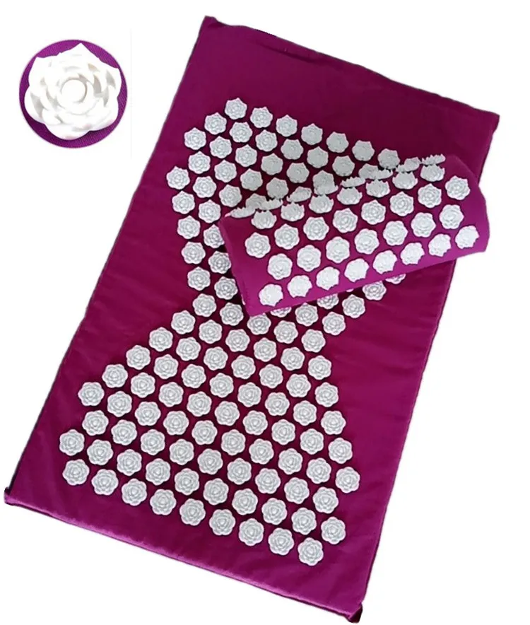 1 set Lotus Spike Acupuncture Massage Mat Yoga Acupressure Cushion and