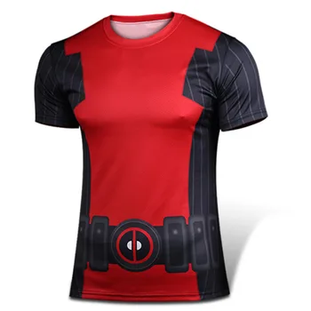 

2016 NEW Marvel anime Deadpool t shirt Men's Short sleeve O-neck fitness t shirts men