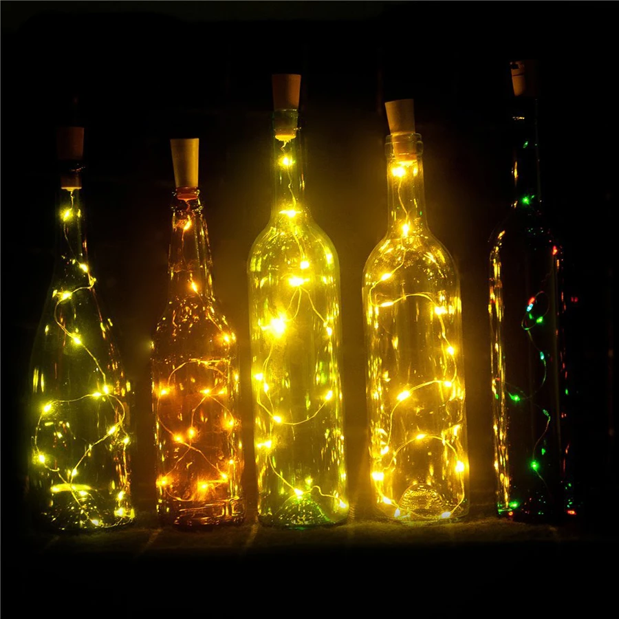 Alambre de cobre Corcho de botella de vino estrellado Navidad Luces Cuerda LED Boda Decoración