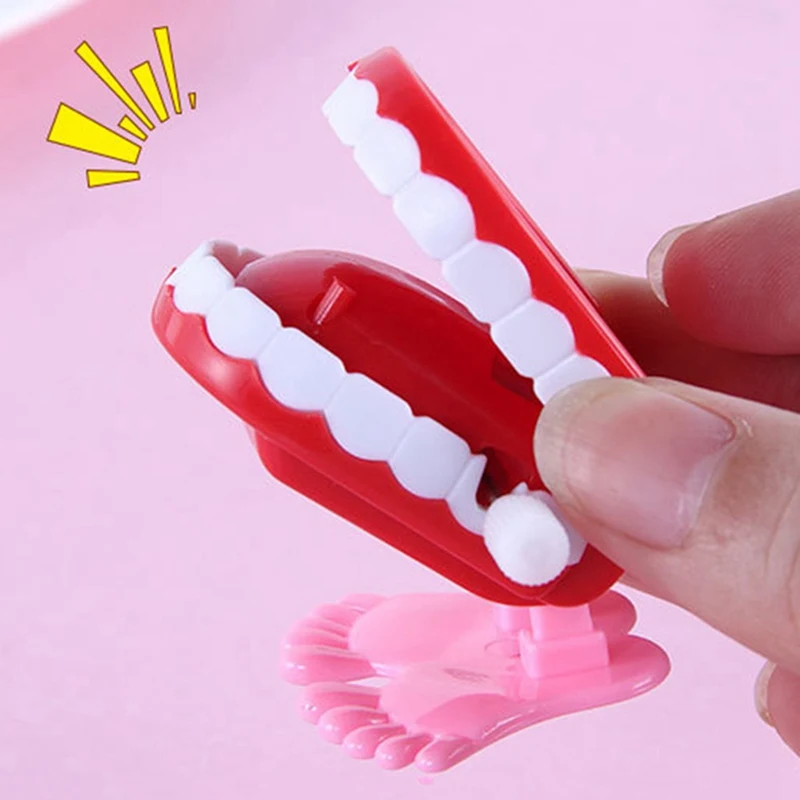 1pc Clockwork Wind Up Toy Walking Teeth toys Denture Chattering Funny Teeth Rose Vintage Educational Toys for Children gifts