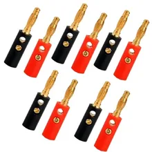 High Quality 10pcs 4mm Audio Speaker Screw Banana Gold Plate Plugs Connectors Converter Speaker extension