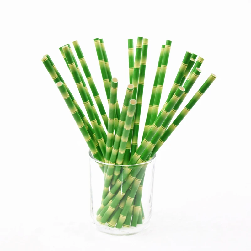 

500pcs Paper Drinking Straws Bamboo Hawaiian Jungle Luau Chevron Paper Straw for Baby Shower Wedding Birthday DIY Party Decor