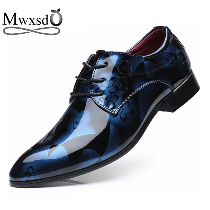 

Mwxsd brand 2019 spring mens casual printed leather shoes Men soft Genuine Leather formal Business shoes wedding part shoes male