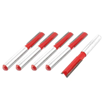 

Carpenter 1/4 Inch x 1/4 Inch Straight Router Bit Silver Tone Red 5pcs