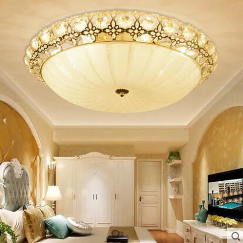 

European-style gold round crystal ceiling lamp bedroom dining room study kitchen led lighting aisle corridor lighting fixture