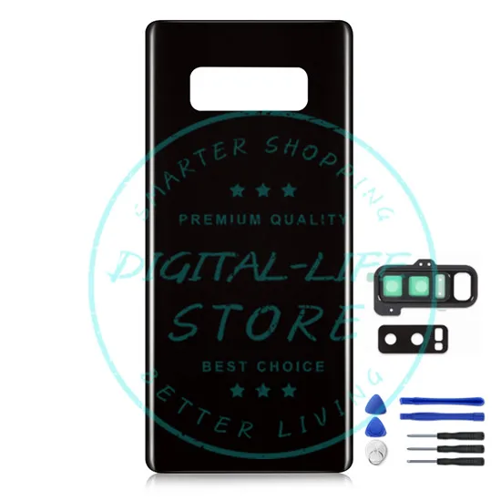 Для samsung Galaxy Note 8 Задняя крышка батареи для Galaxy Note8 N950 корпус Стекло+ 3M клей+ задняя камера стекло объектив Запчасти - Цвет: Black