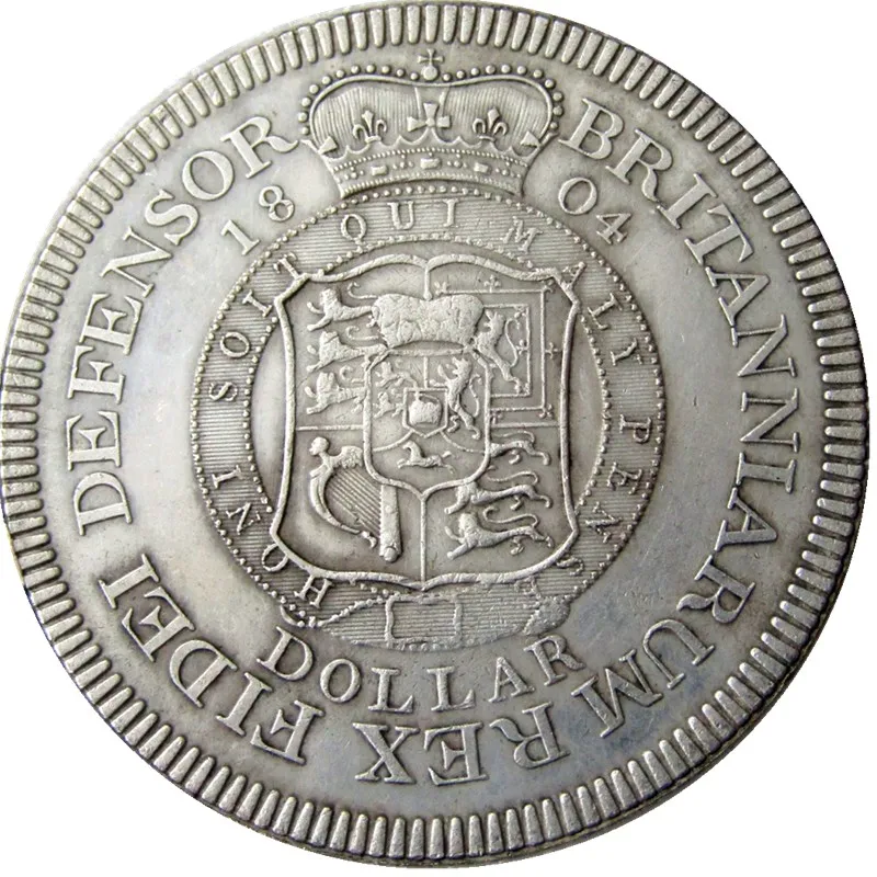 

GREAT BRITAIN TRADE DOLLAR 1804 GEORGE III Copy Coin Silver Plated