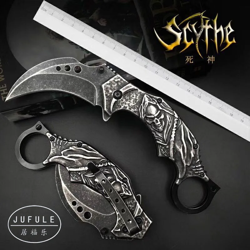 JUFULE Original design Deadpool Karambit folding camping pocket