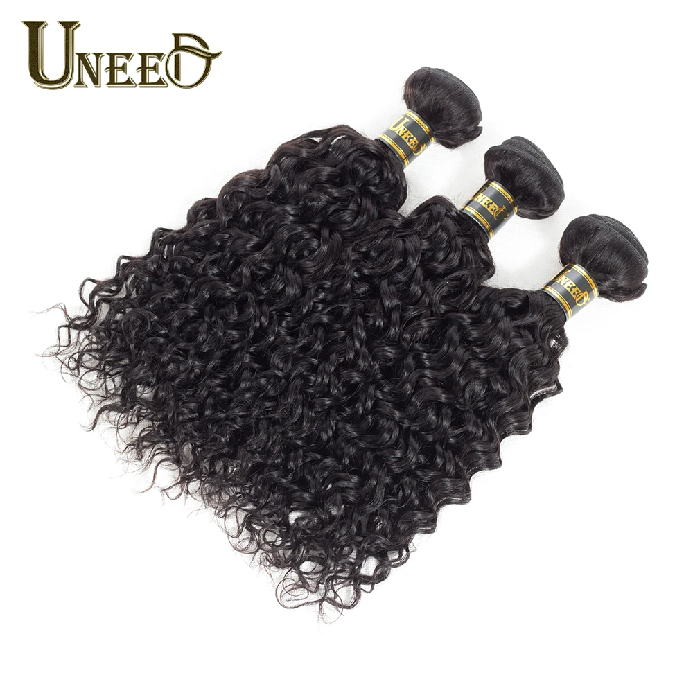 Uneed Brazilian Water Wave Bundles With Closure Human Hair 3 Bundles with Lace Closure 4\ Uneed Brazilian Water Wave Bundles With Closure Human Hair 3 Bundles with Lace Closure 4\