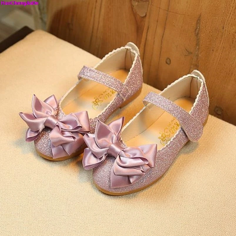 

HaoChengJiaDe Kids Princess Shoes Toddler Autumn PU Leather Bowknow Baby Girls Dance Sneakers Children Single Shoes For Girls