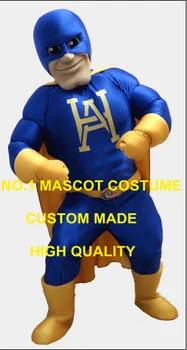 

Blue Superhero Superman Mascot Costume Adult FOR School College Advertising Hero Theme Anime Cosply Mascotte Fancy Dress 1936