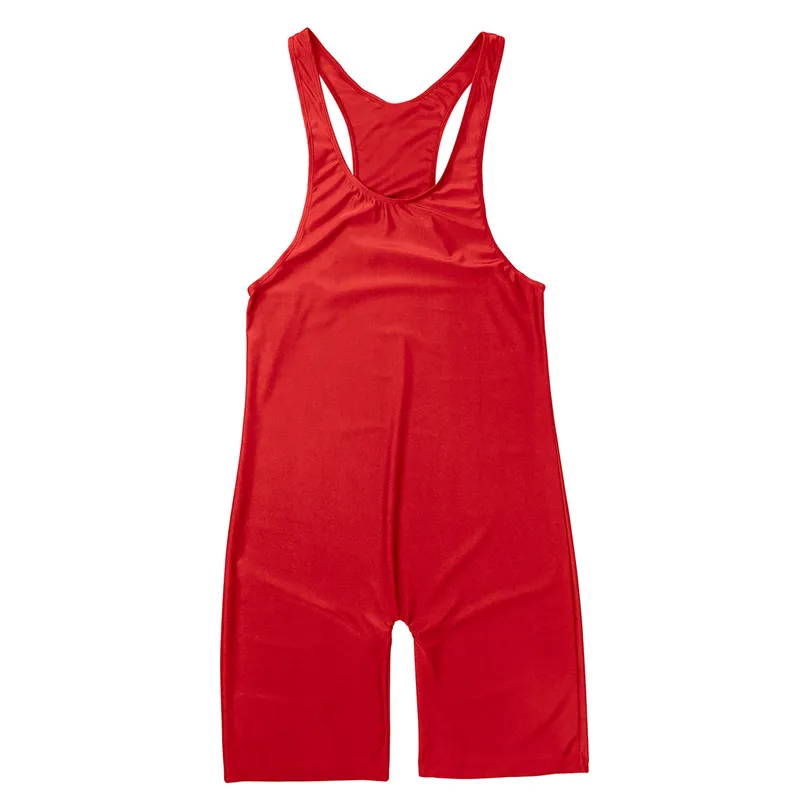 Mens One-piece Catsuit Bodysuit Sleeveless Modified Wrestling Singlet Boxer Shorts Tight Underwear Stretchy Gymnastics Body Suit