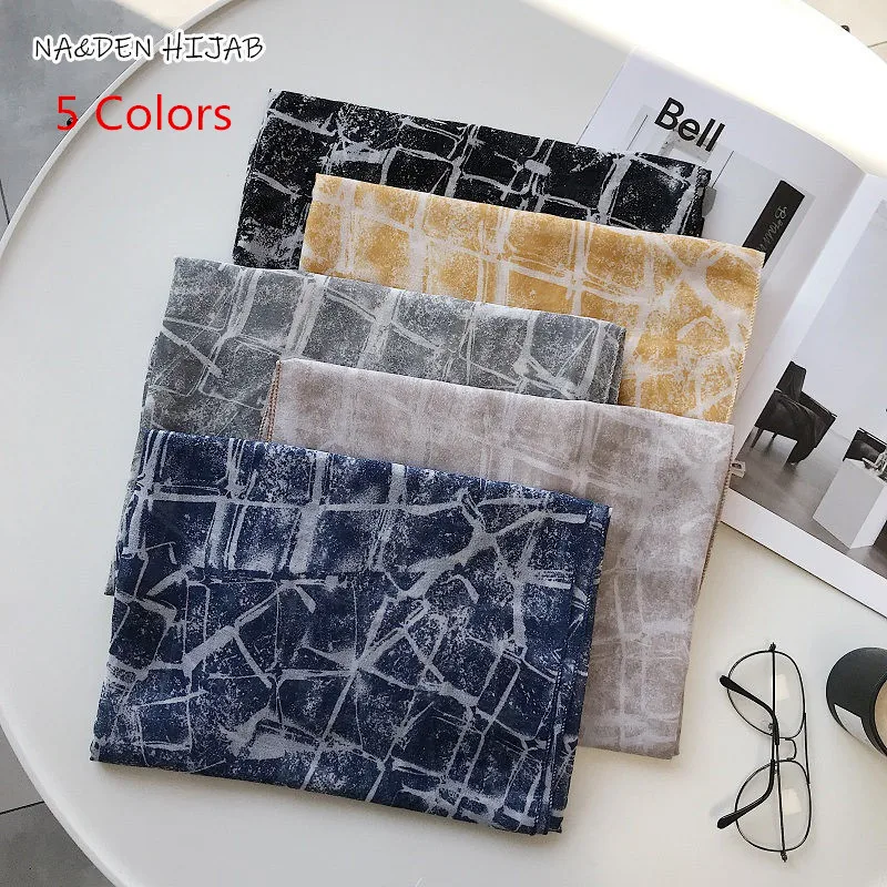 

NEW 5 Colors Geometric grid print hijab Hot sale plain solid color scarf scarves fashion Muslim headband popular hijabs gorgeous