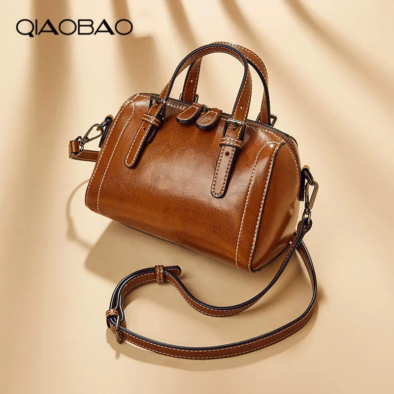 

QIAOBAO Women Pillow Totes Bag 100% Cowhide Leather Women Bags Messenger Shoulder Bags Luxury Brand Ladies Handbags