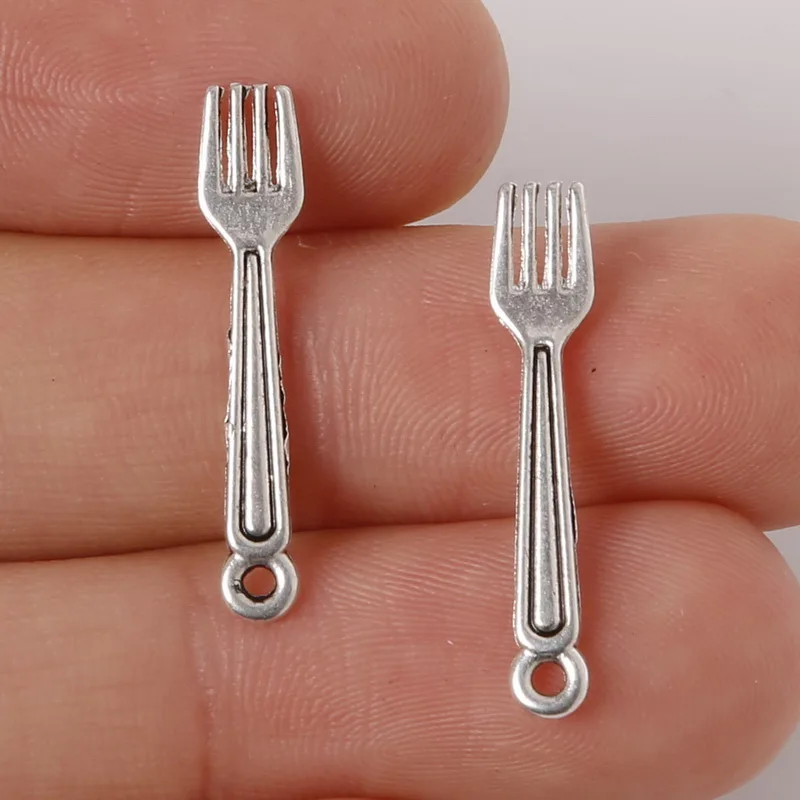 

Fashion Approx 28pcs 5x25mm Zinc Alloy Antique Silver Fork Metal Loose Beads DIY Charms Pendants For Jewelry Findings