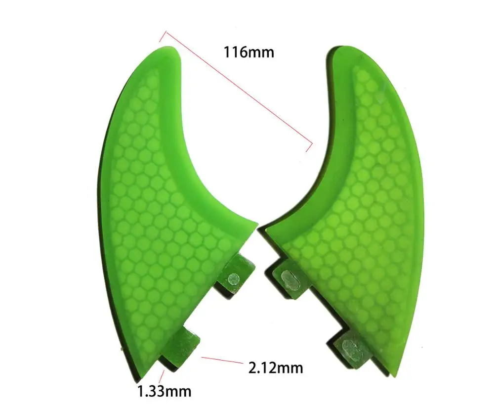 FCS 2 pcs green fiber glass honey comb board fin