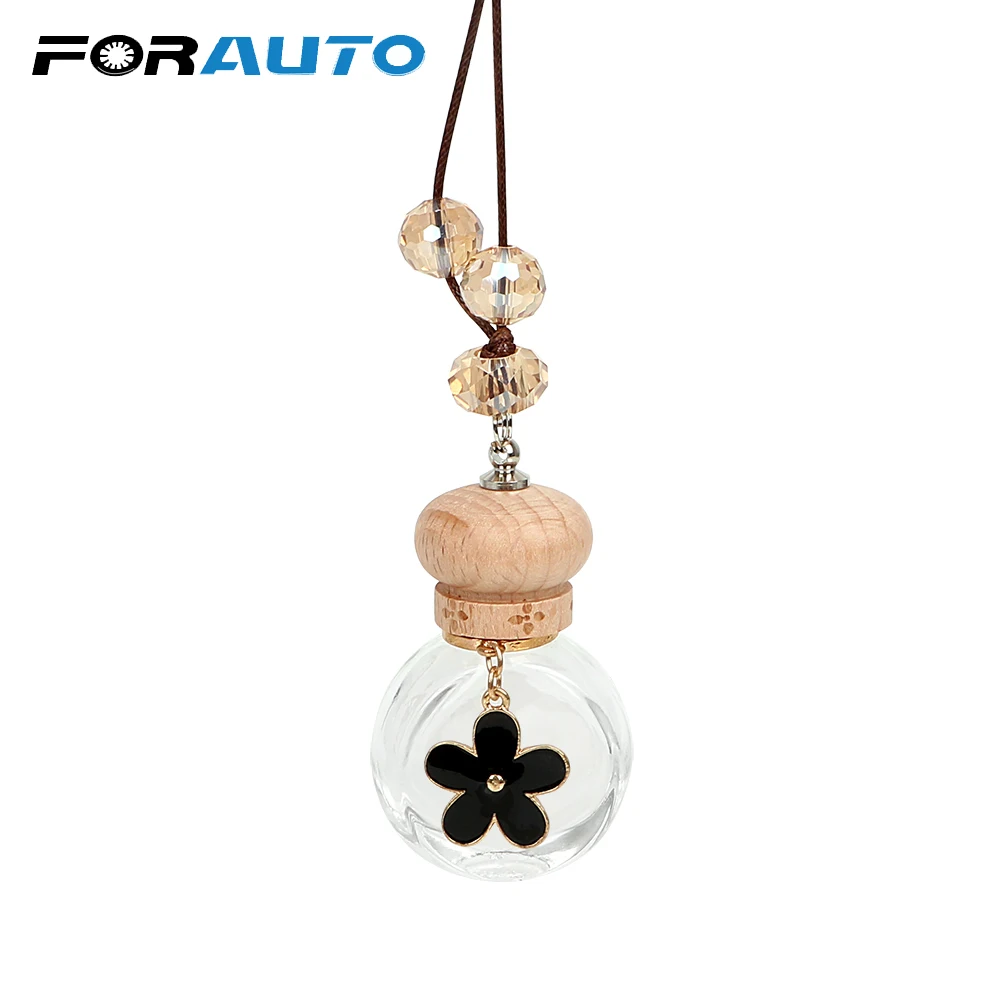 

FORAUTO Car Hanging Perfume Bottle For Essential Oils Diffuser Air Freshener Fragrance Empty Glass Bottle Car-styling Ornament