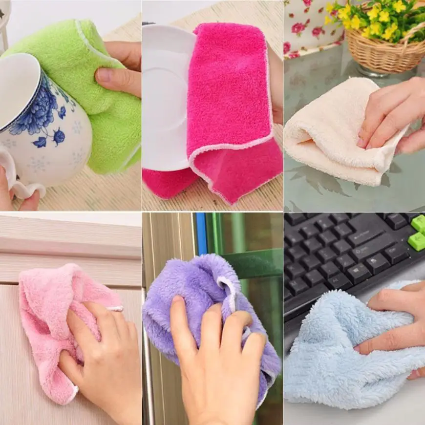 High Efficient Anti grease Color Dish Cloth Bamboo Fiber Washing Towel